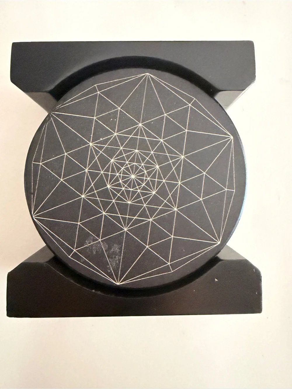Sacred Geometry Vintage Metatron Cube Wood Coasters Set 6 Black Cork Back Holder